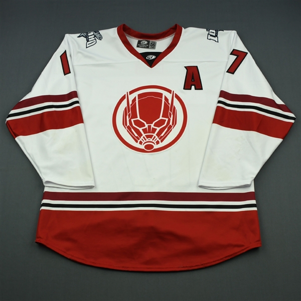 Nevins, Jack<br>MARVEL Ant-Man w/Socks - Worn November 2-3, 2018 @ Toledo Walleye<br>Idaho Steelheads 2018-19<br>#17 Size: 56