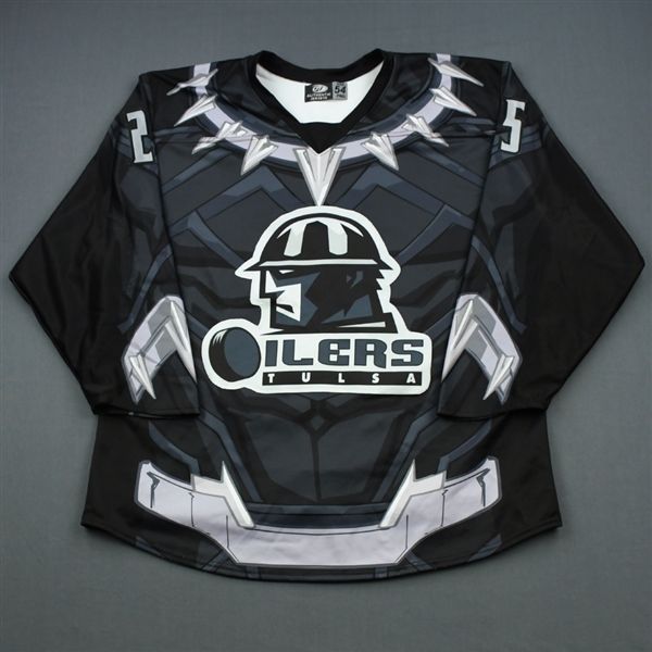 Ammirato, Roman<br>MARVEL Black Panther w/Socks - Worn March 31, 2019 vs. Utah Grizzlies<br>Tulsa Oilers 2018-19<br>#25 Size: 54