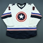 McNulty, Ian<br>MARVEL Captain America w/Socks - Worn December 1, 2018 @ Kansas City Mavericks (Autographed)<br>Tulsa Oilers 2018-19<br>#29 Size: 56