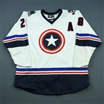 Tesink, Ryan<br>MARVEL Captain America w/Socks - Worn December 1, 2018 @ Kansas City Mavericks (Autographed)<br>Tulsa Oilers 2018-19<br>#28 Size: 54