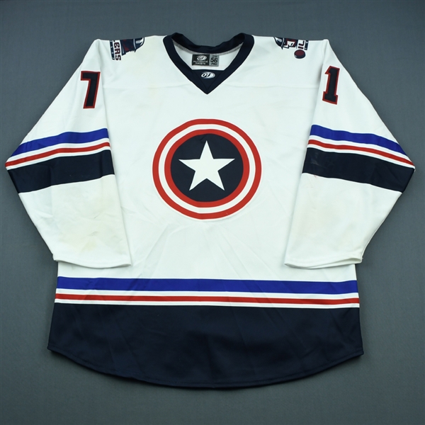 Thomas, Jared<br>MARVEL Captain America - Worn December 1, 2018 @ Kansas City Mavericks (Autographed)<br>Tulsa Oilers 2018-19<br>#71 Size: 56