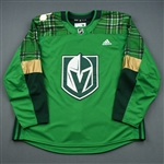 Blank - No Name or Number<br>Green "St. Patricks Day" Warm-Up (Adidas adizero) <br>Vegas Golden Knights 2018-19<br> Size: 58