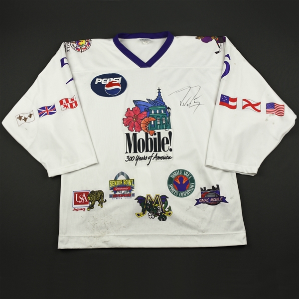 Van Drunen, David *<br>White - Tricentennial Jersey - Autographed<br>Mobile Mysticks 2001-02<br>#5 Size: XXL