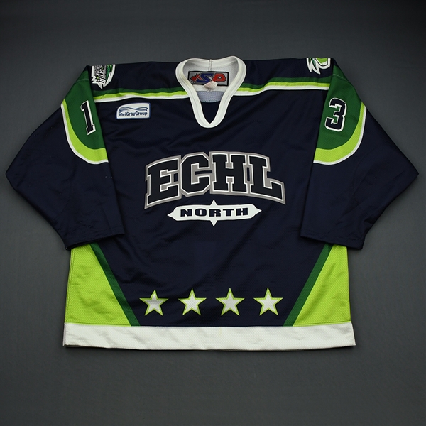 Henkel, Jim *<br>Navy - worn in the 2nd period - Autographed<br>ECHL All-Star 2002-03<br>#13 Size: 56