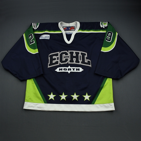 Stirling, Scott *<br>Navy - worn in the 1st period - Autographed<br>ECHL All-Star 2002-03<br>#29 