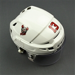 Baddock, Brandon<br>White, CCM Helmet w/ Oakley Shield<br>Binghamton Devils 2018-19<br>#13 Size: Medium