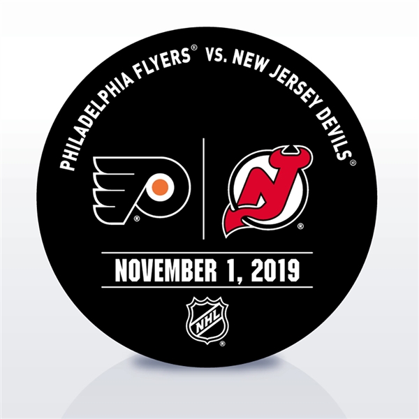 New Jersey Devils Warmup Puck<br>November 1, 2019 vs. Philadelphia Flyers<br>New Jersey Devils 2019-20<br>
