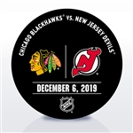 New Jersey Devils Warmup Puck<br>December 6, 2019 vs. Chicago Blackhawks<br>New Jersey Devils 2019-20<br>