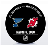 New Jersey Devils Warmup Puck<br>March 6, 2020 vs. St. Louis Blues<br>New Jersey Devils 2019-20<br>