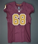 Compton, Tom<br>Burgundy Throwback - worn October 25, 2015 vs. Tampa Bay Buccaneers<br>Washington Redskins 2015<br>#68 Size: 48 LINE
