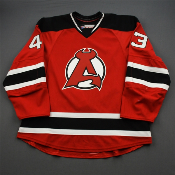 Agosta, Justin *<br>Red<br>Albany Devils 2016-17<br>#43 Size: 56