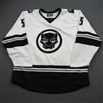Crawford, Marcus<br>MARVEL Black Panther w/Socks - Worn November 16, 2019 @ Jacksonville Icemen<br>Orlando Solar Bears 2019-20<br>#55 Size: 56