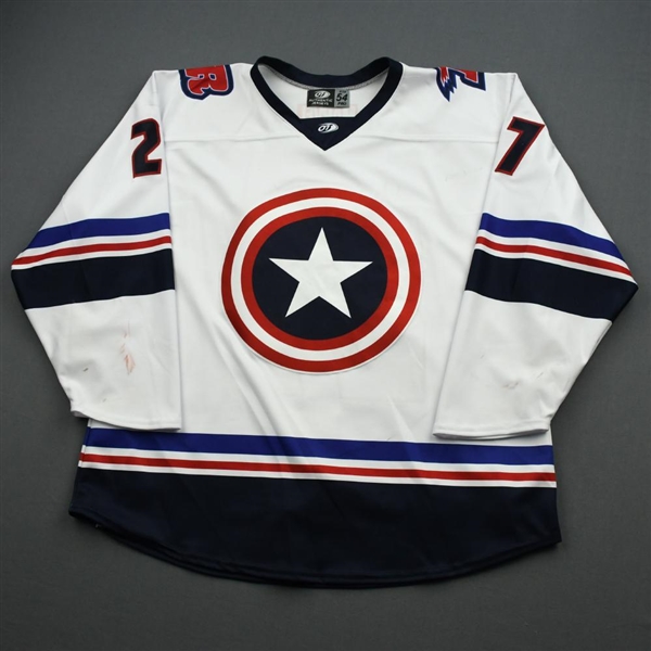 McGurty, Myles<br>MARVEL Captain America - Worn January 18-19, 2020 @ Cincinnati Cyclones (Autographed)<br>Rapid City Rush 2019-20<br>#27 Size: 54