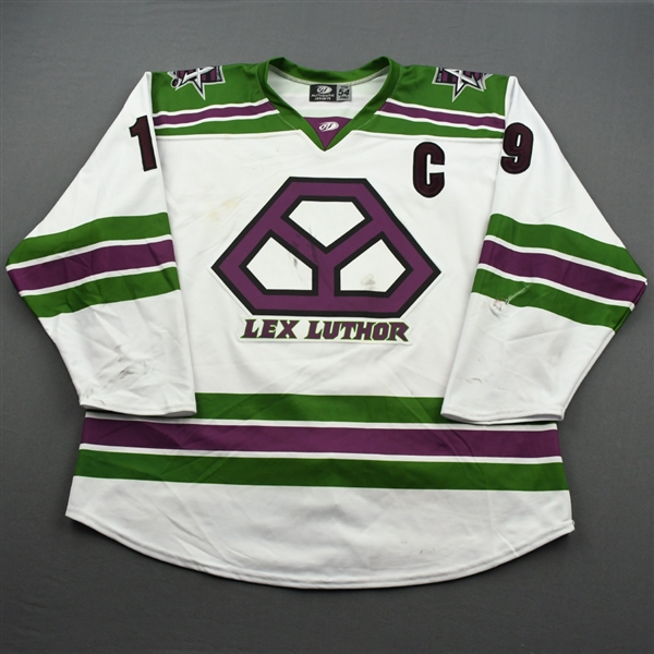 VanWormer, Jared<br>DC Lex Luthor - Worn December 1, 2019 @ Tulsa Oilers (Autographed)<br>Allen Americans 2019-20<br>#19 Size: 54