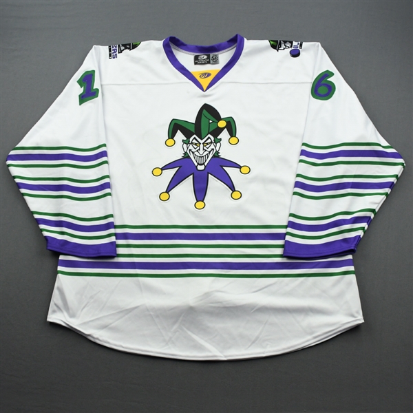 Piccinich, J.J.<br>DC Joker w/Socks - Worn February 29, 2020 @ Rapid City Rush (Autographed)<br>Tulsa Oilers 2019-20<br>#16 Size: 56