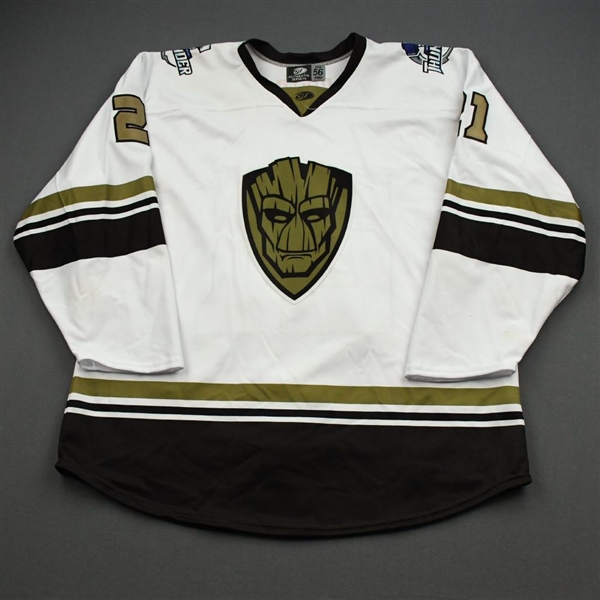 DeJong, Nolan<br>MARVEL Groot w/Socks - Worn November 23, 2019 @ Allen Americans (Autographed)<br>Wichita Thunder 2019-20<br>#21 Size: 56