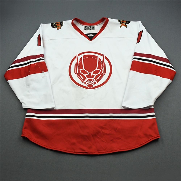 Plouffe, Derian<br>MARVEL Ant-Man w/Socks - February 8, 2020 vs. Kalamazoo Wings<br>Indy Fuel 2019-20<br>#11 Size: 56