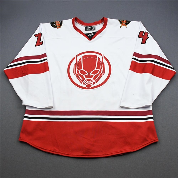 Doherty, Michael<br>MARVEL Ant-Man w/Socks - February 8, 2020 vs. Kalamazoo Wings<br>Indy Fuel 2019-20<br>#24 Size: 56