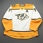 Ekholm, Mattias<br>White Set 2 / Qualifiers w/A<br>Nashville Predators 2019-20<br>#14 Size: 58