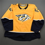 Blackwell, Colin<br>Gold Set 3 / Qualifiers - Warm-Up Only<br>Nashville Predators 2019-20<br>#42 Size: 56