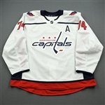 Carlson, John<br>White Set 3 / Playoffs w/A<br>Washington Capitals 2019-20<br>#74 Size: 58