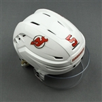 Carrick, Connor<br>White, Warrior Helmet w/ Bauer Shield<br>New Jersey Devils 2019-20<br>#5 Size: Small