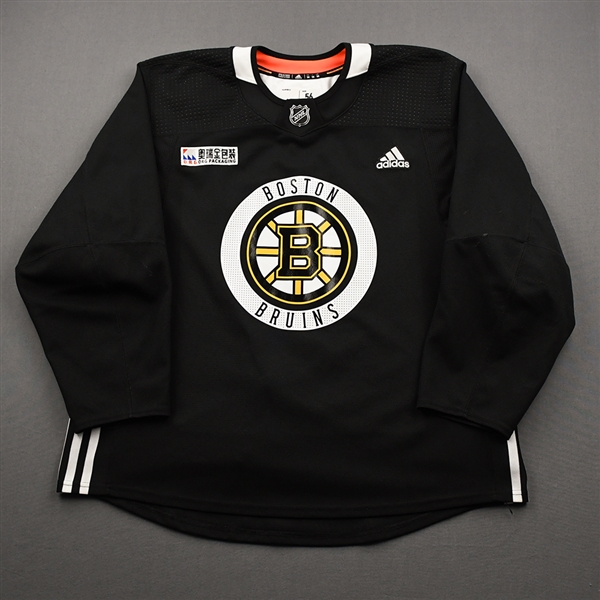 adidas<br>Black Practice Jersey w/ ORG Packaging Patch <br>Boston Bruins 2019-20<br> Size: 56