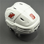 Butcher, Will<br>White, Bauer Helmet w/ Oakley Shield <br>New Jersey Devils 2017-18<br>#8 Size: ML