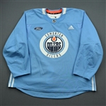 adidas <br>Navy Practice Jersey w/ Ford Patch<br>Edmonton Oilers 2019-20<br> Size: 58