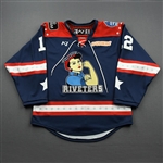 Aramburu, Alexa<br>Navy Lake Placid Set w/ Isobel Cup & End Racism Patch<br>Metropolitan Riveters 2020-21<br>#12 Size:  SM