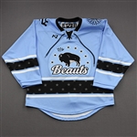 NNOB (No Name on Back), <br>Blue w/ #12 Removed (Game-Issued)<br>Buffalo Beauts 2020-21<br> Size:  SM