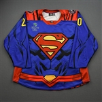 Carroll, Ben<br>DC Superman Game-Worn - April 25, 2021 vs. Utah Grizzlies<br>Allen Americans 2020-21<br>#20 Size: 54