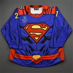 Cormier, Dominic<br>DC Superman Game-Worn w/Socks - April 25, 2021 vs. Utah Grizzlies<br>Allen Americans 2020-21<br>#21 Size: 54