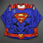 Doherty, Tim<br>DC Superman (Game-Issued) - April 25, 2021 vs. Utah Grizzlies<br>Allen Americans 2020-21<br>#28 Size: 56
