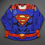 Mackin, Corey<br>DC Superman Game-Worn w/Socks - April 25, 2021 vs. Utah Grizzlies<br>Allen Americans 2020-21<br>#15 Size: 54