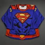 Doherty, Tim<br>DC Superman Game-Worn w/Socks - June 4, 2021 vs. Indy Fuel<br>Wheeling Nailers 2020-21<br>#37 Size: 56