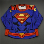 Roth, Ryan<br>DC Superman Game-Worn w/Socks - June 4, 2021 vs. Indy Fuel<br>Wheeling Nailers 2020-21<br>#26 