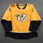 Benning, Matt<br>Gold Set 3 / Playoffs<br>Nashville Predators 2020-21<br>#5 Size: 56