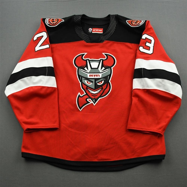 NOBR (Name on Back Removed)<br>Red - CLEARANCE<br>Binghamton Devils<br>#23 Size: 56