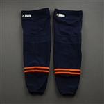 McDavid, Connor<br>Navy - adidas Socks - April 29, 2021 vs. Calgary Flames - PHOTO-MATCHED<br>Edmonton Oilers 2020-21<br>#97 Size: L