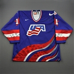 Amonte, Tony *<br>Blue World Cup of Hockey - Worn Pre-Tournament (Autographed)<br>Team USA Hockey 1996<br>#11 Size: 56