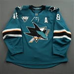 Hertl, Tomas *<br>Teal w/ 30th Anniversary Patch - Photo-Matched<br>San Jose Sharks 2020-21<br>#48 Size: 60