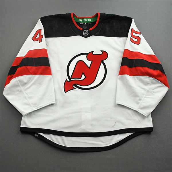 Bernier, Jonathan<br>White Set 1<br>New Jersey Devils 2021-22<br>#45 Size: 58G