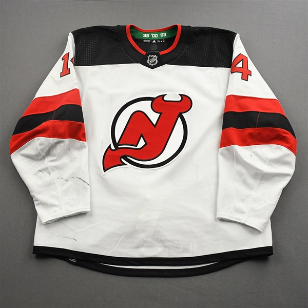 Bastian, Nathan<br>White Set 1<br>New Jersey Devils 2021-22<br>#14 Size: 58