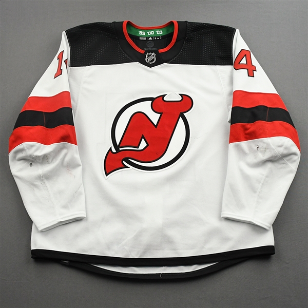 Bastian, Nathan<br>White Set 2<br>New Jersey Devils 2021-22<br>#14 Size: 58