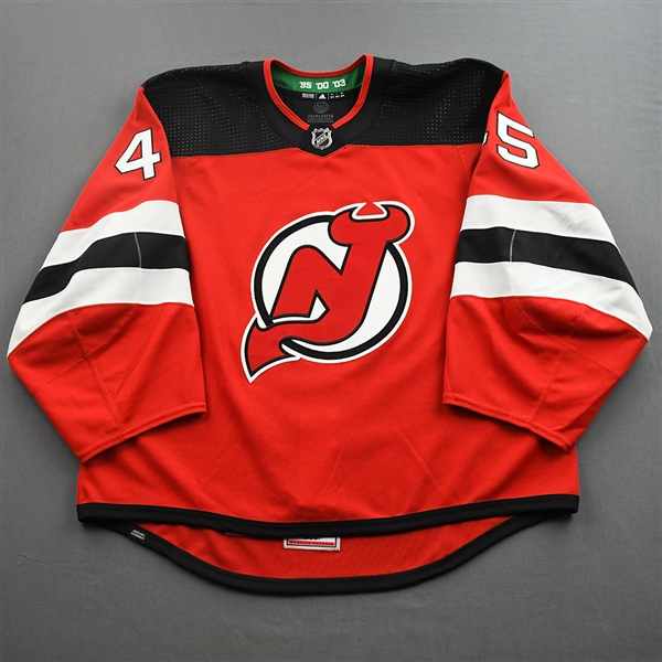 Bernier, Jonathan<br>Red Set 1<br>New Jersey Devils 2021-22<br>#45 Size: 58G