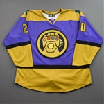 Bouchard, Xavier<br>MARVEL Thanos w/Socks - Worn February 4, 2022 @ Orlando Solar Bears (Autographed)<br>Florida Everblades 2021-22<br>#20 Size: 54