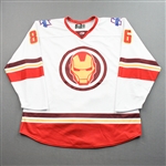 Kobryn, Tyler<br>MARVEL Iron Man w/Socks - Worn January 29, 2022 @ Iowa Heartlanders<br>Kalamazoo Wings 2021-22<br>#86 Size: 56