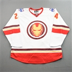 Murray, Justin<br>MARVEL Iron Man w/Socks - Worn January 29, 2022 @ Iowa Heartlanders<br>Kalamazoo Wings 2021-22<br>#24 Size: 56
