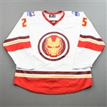 Smirnov, Denis<br>MARVEL Iron Man w/Socks - Worn January 29, 2022 @ Iowa Heartlanders<br>Kalamazoo Wings 2021-22<br>#25 Size: 54